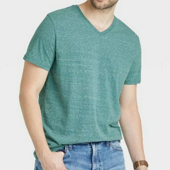 Goodfellow & Co™ Men's Short Sleeve V-Neck T-Shirt - Green Size S - Picture 1 of 6